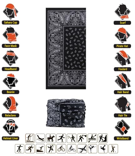 VANCROWN 9-Piece Headband Neck Gaiter Face Mask Bandana for Men Women - One Size