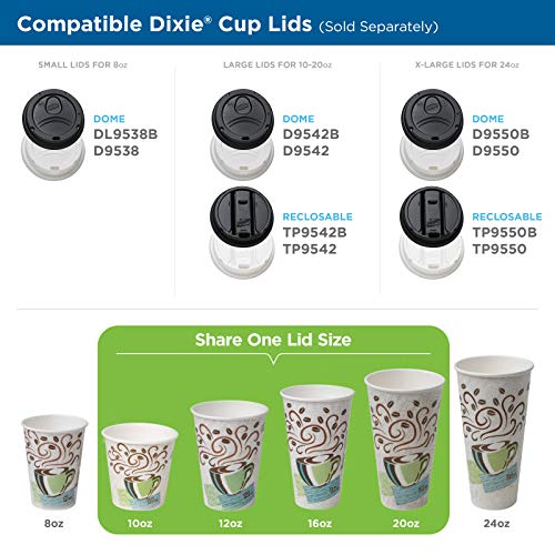 Georgia-Pacific Dixie PerfecTouch 12 oz Coffee Cups & Lids, 50 Pack (6 Packs) - Coffee Haze Design
