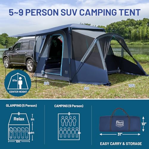 Timber Ridge Blue 5-9 Person SUV Camping Tent with Screen Porch & Rainfly