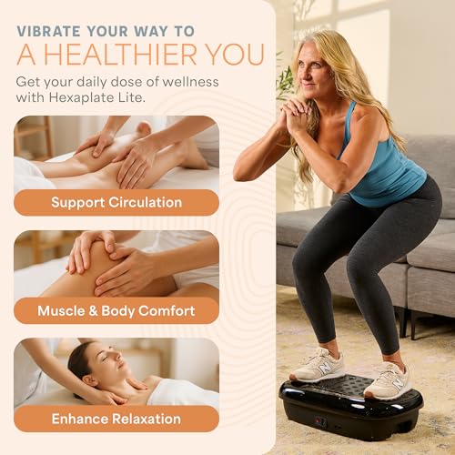 Lifepro HexaPlate Vibration Exercise Machine Black Small - Whole Body & Upper Body Workout