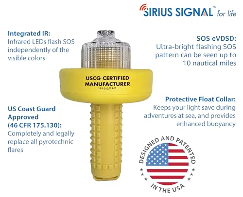 SOS LED Distress Signal Light with IR & Float Ring - USCG Approved, White
