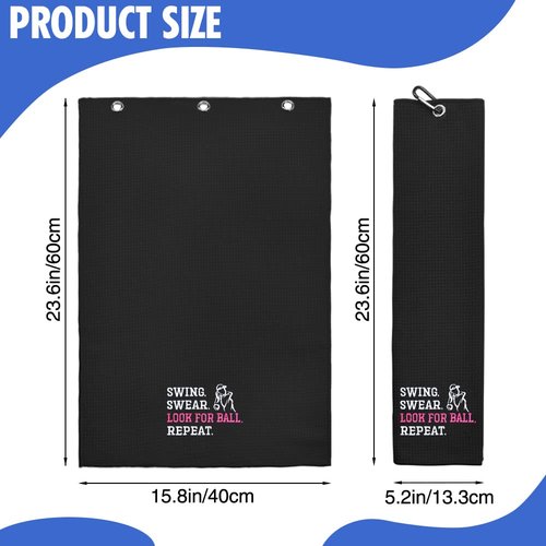 Hafhue Swing Swear Look Ball Repeat Funny Golf Towel - Accessory for Men & Women, Birthday or Retirement Gift (GRM015)