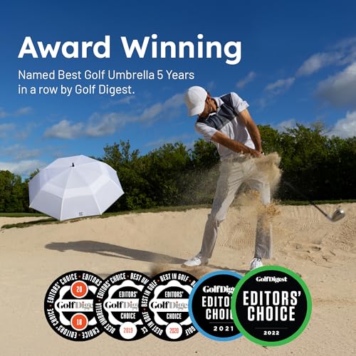 Weatherman Windproof Golf Umbrella - Black, 55 MPH Wind Resistance, 2 Sizes
