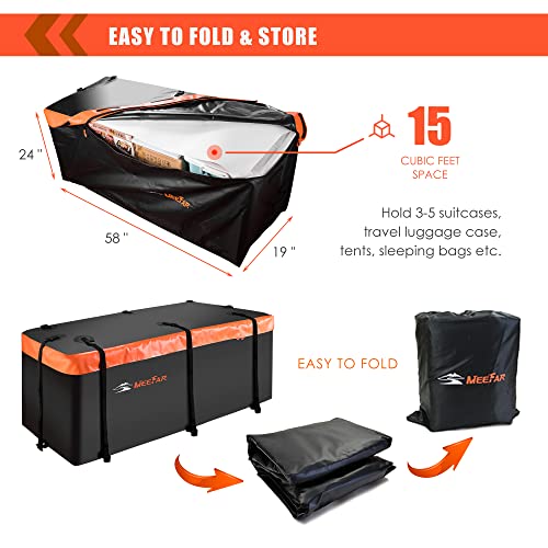 MeeFar Waterproof Hitch Mount Cargo Carrier Bag 16 Cubic Feet - Luggage Rack