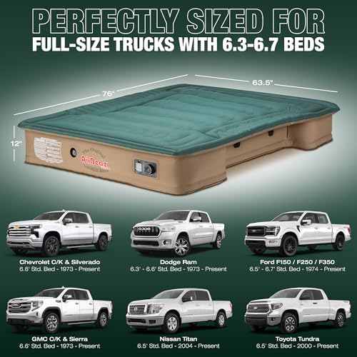 Truck Bed Air Mattress - Full Size 6' - 6.5' for Short Beds, Puncture-Resistant, Inflatable Support