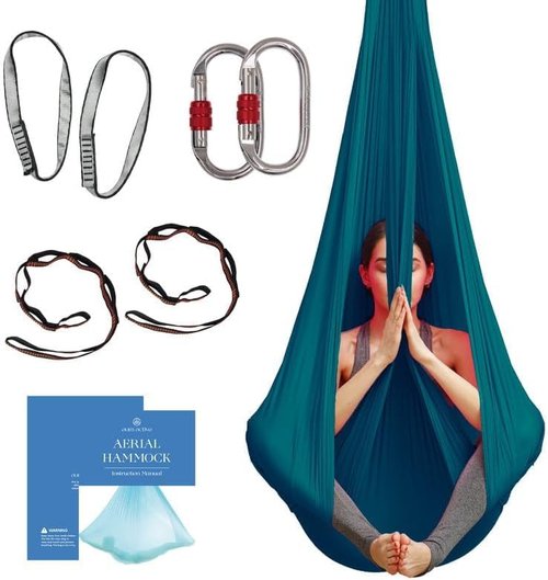 Aerial Silk Yoga Hammock by [Brand Name] - Durable Inversion Swing Kit for All Levels | Includes Straps & Pose Guide