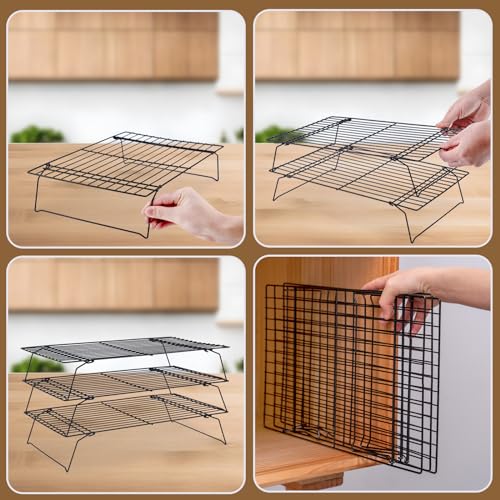 Black 16x10 Inch 3-Tier Cooling Rack for Baking and Cooking