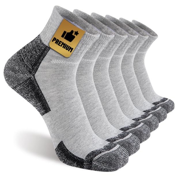 Men's Athletic Ankle Socks 6 Pack Moisture Wicking Cushion Comfort