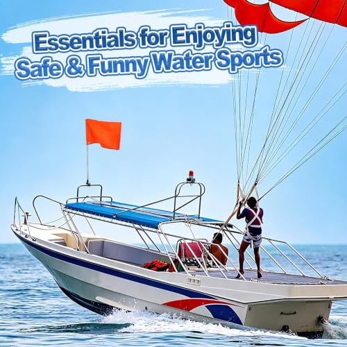 Adjustable Orange Boat Flag with 54-Inch Pole & Mounting Holder