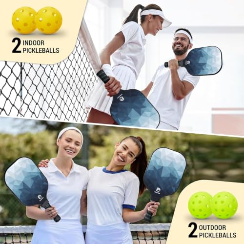 Blue Carbon Fiber Pickleball Paddles Set of 4 - USAPA Approved, Lightweight