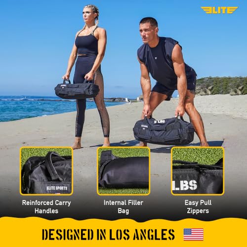 Elite Sports Unfilled Workout Sandbag - Black, 5-25, 25-50, 50-75 lbs - Versatile Strength Training Equipment