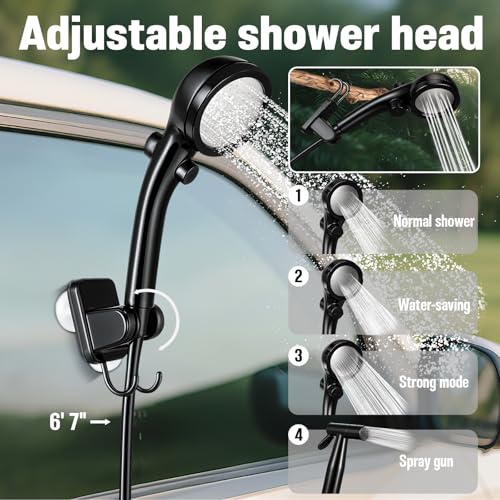 Goody King Portable Camping Shower with Heater - Green, 6.6 Gallons, Rechargeable & Foldable Bucket
