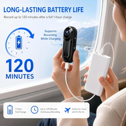 Zakotu 1080P Mini Body Camera with 512GB Storage, Hands-Free Portable Sports Cam