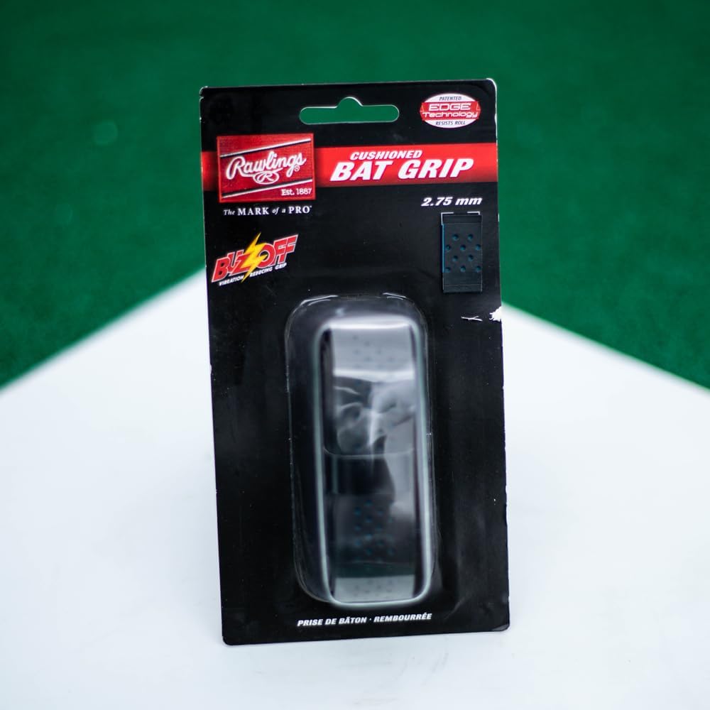 Rawlings | 2.75mm Bat Grip | Extra Cushion for Baseball & Softball | Black Color
