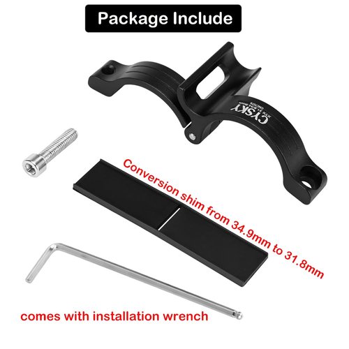 CYSKY Bike Front Derailleur Clamp 31.8mm 34.9mm, Adjustable Braze On Front Derailleur Adapter Compatible with Shimano Sram for MTB Mountain Bike Road Bicycle (Black)