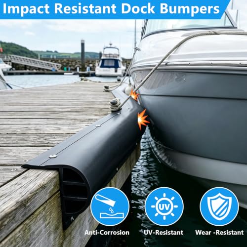 SHENGHUOH Black 12FT P-Profile Boat Dock Bumpers with Stainless Steel Screws & Washers