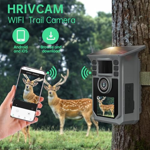 FRKTCAM Grey Solar Trail Camera 4K 64MP WiFi Bluetooth Night Vision Waterproof