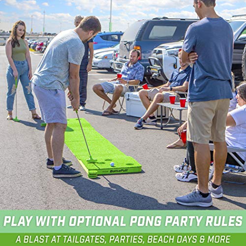 GoSports BattlePutt Golf Putting Game Set - 11 ft Backyard Putting Green with Paddles & Cups