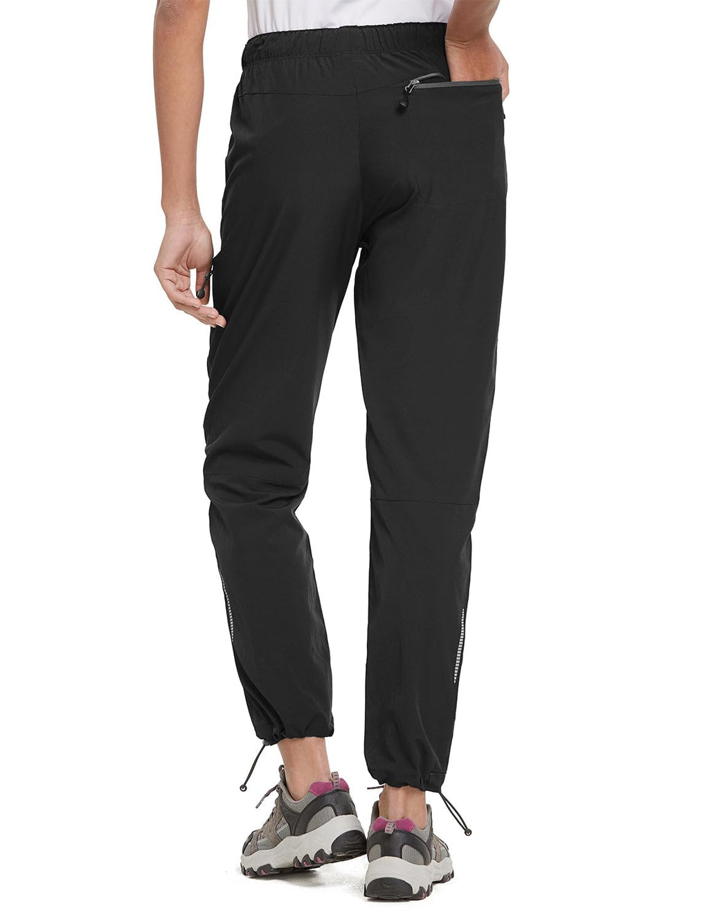 BALEAF Women's Petite Hiking Pants Lightweight Quick Dry Water Resistant Cargo Pants 27'' Inseam for All Seasons Black Size M