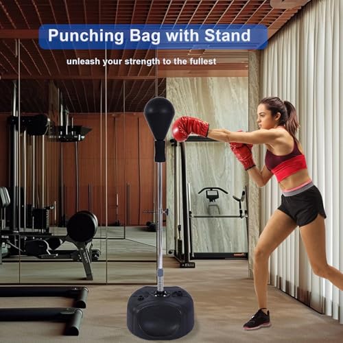 Pro Adjustable Punching Bag with Stand - Heavy Duty Speed Bag for Boxing & Fitness