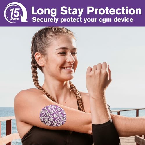 40 Pack Waterproof Flower Pattern Libre 3 Plus Sensor Covers for CGM