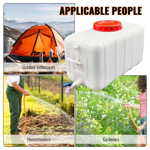 Portable Water Storage Tank 80L/21 Gallon Rectangular Outdoor Water Container - Translucent White
