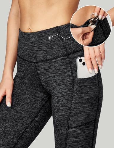 Women's Yoga Pants with Pockets - Large Charcoal Compression Leggings for Workout & Tummy Control