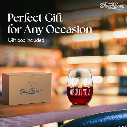 Funny Dog Lover Stemless Wine Glass - 15oz Pet Gift for Dog Moms