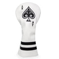 Golf Driver Headcover Ace of Spade Golf Driver Head Cover- White (PU) Leather Golf Club Headcovers Designed for Golf Drivers up to 450 460cc