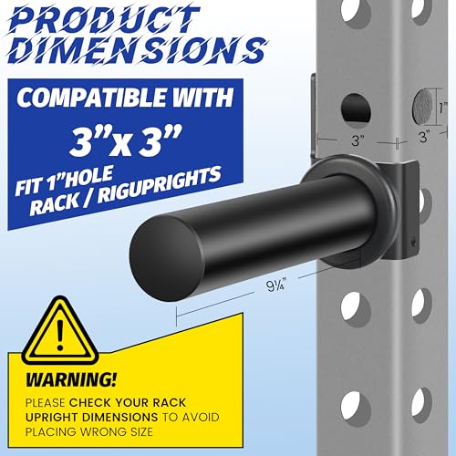 EVERYMATE 3x3 Inch Power Rack & Squat Rack Attachments with 1" Hole – 4 Pack Olympic Weight Plate Holders for 2" Plates