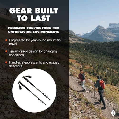 Granite Black Diamond Lightweight Aluminum Trekking Poles 100-140cm - Pair, Foam Grip
