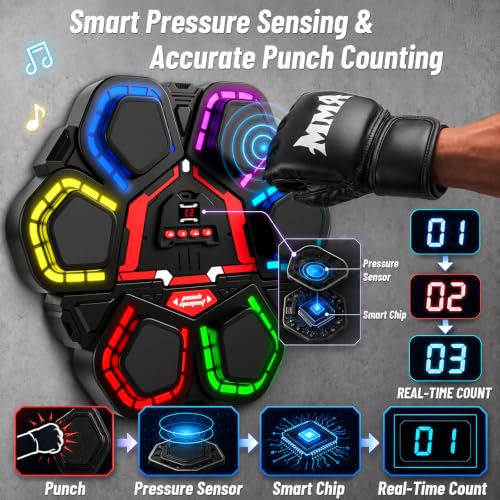 Oppvoci Boxing Punching Machine with Rhythm Lights Black Red - Fitness Trainer