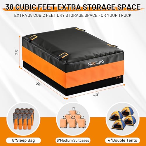 Orange/Black 38 CuFt Truck Bed Cargo Bag Waterproof Heavy Duty PVC