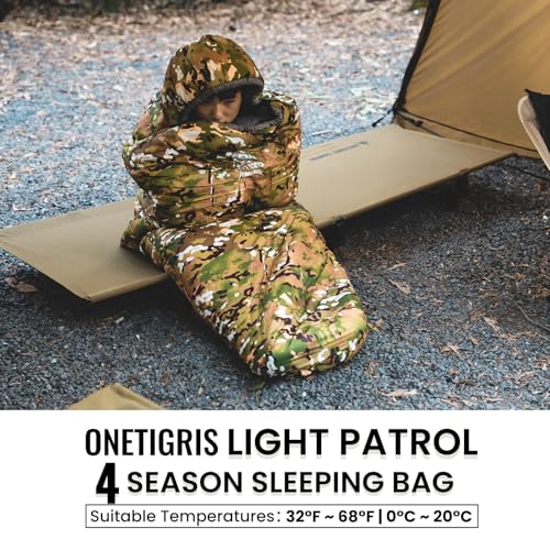 Camo Light Patrol 4-Season Mummy Sleeping Bag - 32°F Cold Weather Camping Gear