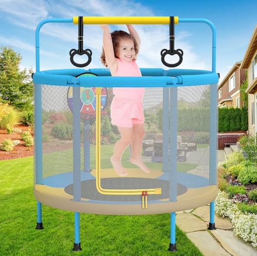 Kids 6-in-1 Trampoline with Safety Features, Basketball Hoop & Swing
