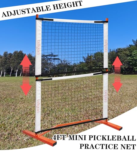 Portable Pickleball Net Set 4FT/10FT Adjustable Rebounder with Paddles - Outdoor Sports Equipment