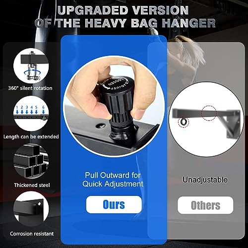 Heavy Bag Hanger Wall Mount - Adjustable Black Punching Bag Bracket 17-26"