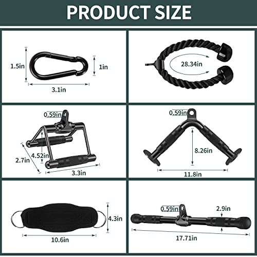 Solid Cable Machine Attachments Set for Gym - Variation of THIS Listing B