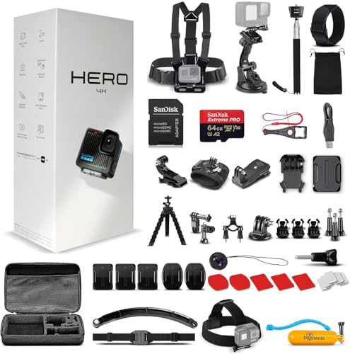 GoPro Hero Black 64GB Waterproof Action Camera 4K Ultra HD with Accessories