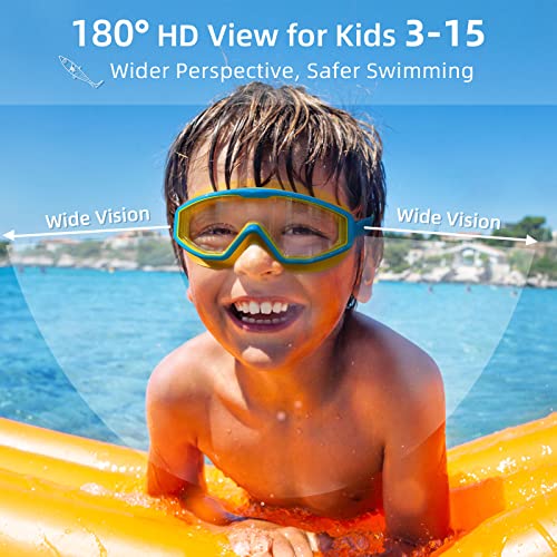 Kids Swim Goggles for Ages 3-15 Anti-Fog No Leak Clear Blue Cyan - Variation of THIS listing