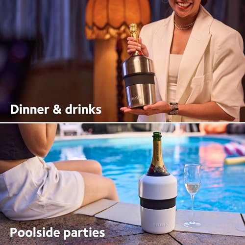 Huski Champagne Chiller White | Award-Winning Iceless Design Keeps Wine Cold 6H