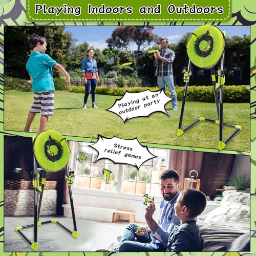 Green 18'' Bristle Target Axe Throwing Game Set for Backyard Outdoor Fun - Includes Axes, Ninja Darts, Bow & Arrows