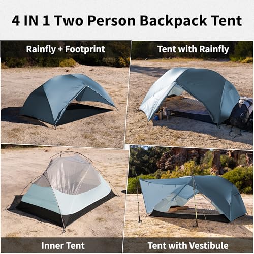 Naturehike Mongar 2-Person Waterproof Backpacking Tent with Footprint - Blue