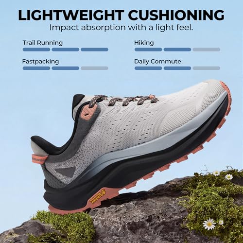 NORTIV 8 Women's Wide Toe Box Trail Running & Walking Shoes - Light Grey Pink, Size 8.5