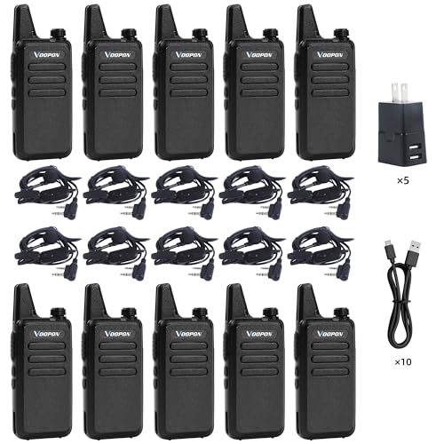 10 Pack Rechargeable Walkie Talkies for Adults Long Range Two-Way Radios with Earpieces