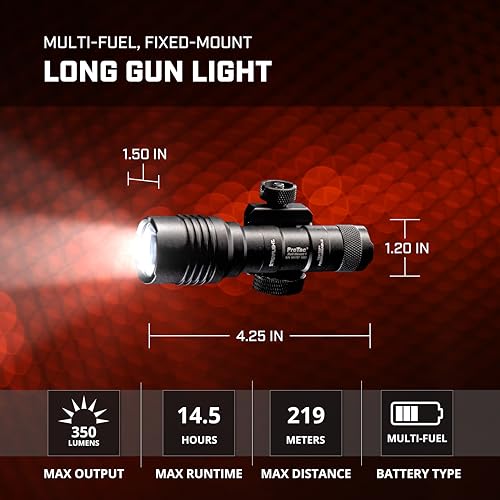 ProTac Rail Mount 1 350-Lumen for Rails - Black, 4.25 x 1.2 x 1.5