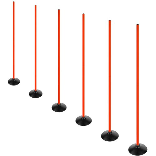 ASENVER Soccer Basketball Training Poles Detachable Agility Poles Training Equipment, Slalom Drill Speed Training Pole (6 FT Pack of 6, Orange)