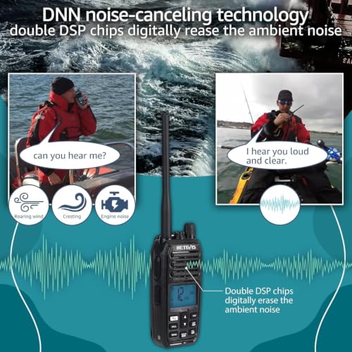 Marine VHF Radio 5W Waterproof Floating Handheld with Noise Cancellation