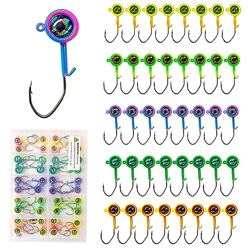 Crappie Jig Heads 1/8oz - 40 Pack Fishing Hooks Swimbait Jig Head