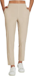 Baleaf Women's Travel Pants - Lightweight Stretch with Zipper Pockets | Petite Ankle Design for Business Casual